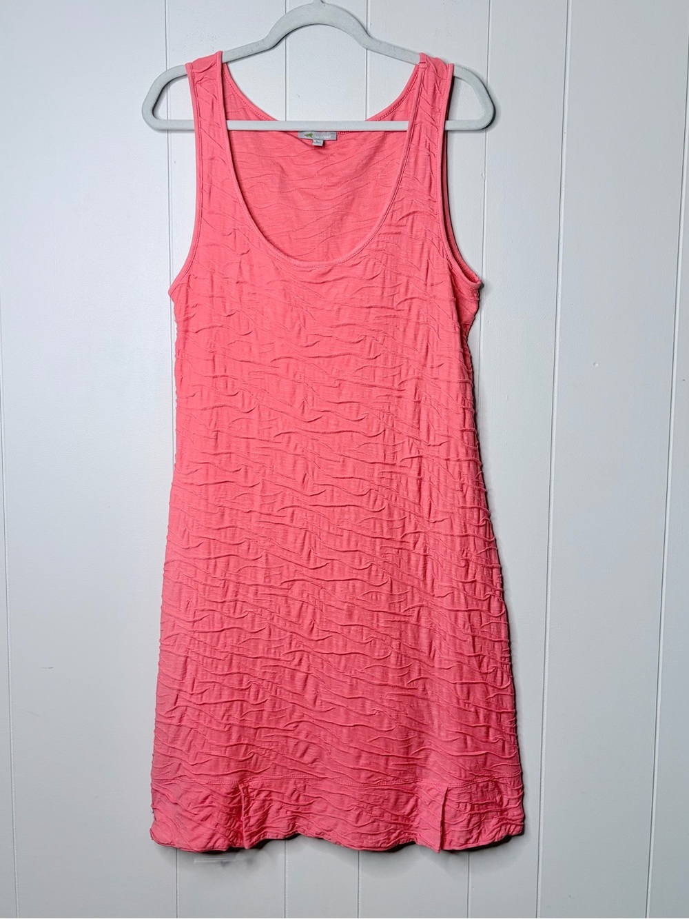 Horny Toad Coral Pink Sleeveless Textured Tank Top Dress Organic Athletic Large